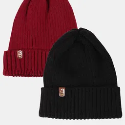 Bharatasya Men Pack Of 2 Self Design Acrylic Beanie-image-95