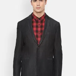 Van Heusen Men Grey Slim-Fit Pure Cotton Single-Breasted Blazer-image-60