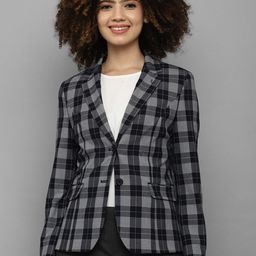 Allen Solly Woman  Grey Checked  Single-Breasted Casual Blazers-image-18
