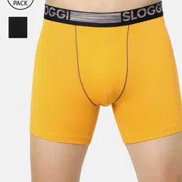 Sloggi Men Yellow Black Pack Of 2 Solid Ultra Soft Organic Cotton Trunk-58