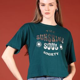 V-Mart Women Typography Printed Drop-Shoulder Sleeves Applique T-shirt-picture-24