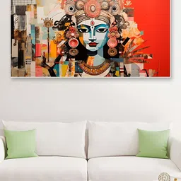 DEKORSTATION Blue & Yellow Printed Canvas Wall Painting-16