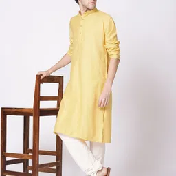TRYBUY.IN Men Geometric Woven Design Dobby Cotton Straight Kurta-picture-23