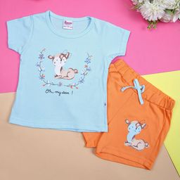 V-Mart Girls Printed Pure Cotton T-shirt With Short-image-99