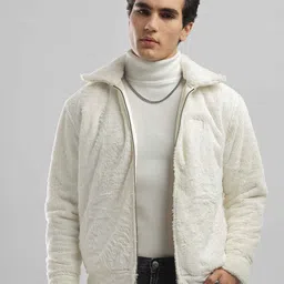 Overlays Men Artic Wolf Solid Mock Collar Sherpa Jacket-image-70