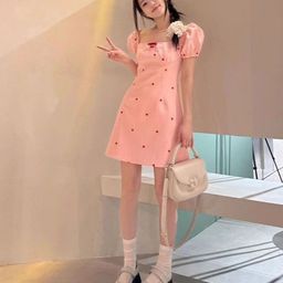 StyleCast Women Polka Dot Print Puff Sleeve A-Line Mini Dress-image-48