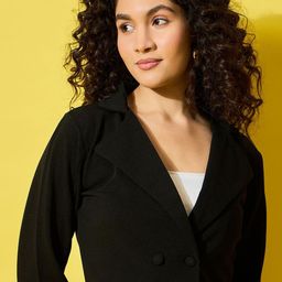 Buy New Trend Black Notched Lapel Women's Formal and Casual Cropped Blazer-image-15