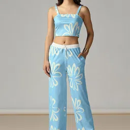 Selvia Printed Square Neck Top With Trousers Co-Ords-picture-5