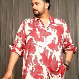 Instafab Plus Abstract Printed Comfort Spread Collar Cotton Shirt-image-92