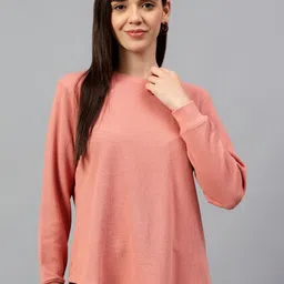 Cantabil Women Solid Round Neck T-shirt-image-9