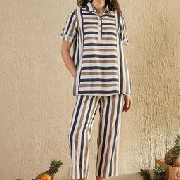 SANSKRUTIHOMES Women Blue Cotton Shirt With Trousers Co-Ords-image-87