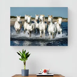 Tushaco Handicrafts White & Blue Birds & Animals Canvas Wall Art-image-87