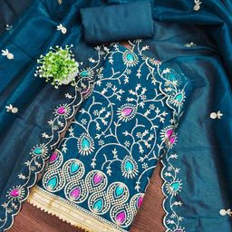 Blissta Organza Embroidered Dress Material-picture-37