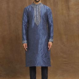 Arihant Rai Sinha Floral Embroidered Thread Work Pure Silk Straight Kurta With Churidar-image-91