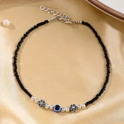 Silvermerc Designs Silver-Plated Evil Eye Beaded Anklet-21