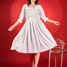 Fashion2wear Women PU Coated A-Line Midi Dress-image-67