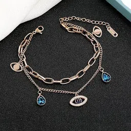 DIVASTRI Gold-Plated American Diamond Stainless Steel Antique Multistrand Bracelet-25
