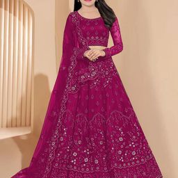 BAESD Embroidered Sequnnied Semi-Stitched Lehenga & Unstitched Blouse With Dupatta-picture-10