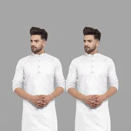 VS MALL Men White Kurtas-41