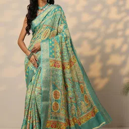 Libas Ethnic Motifs Zari Silk Blend Handloom Saree-picture-35