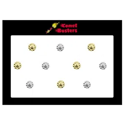 Comet Busters 10 Pcs Reusable Designer Bindis - Gold-Toned & Silver-Toned image 1