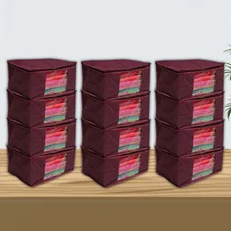 Kuber Industries Maroon 12 Pieces Foldable Non-Woven Multi-Utility Organisers-54