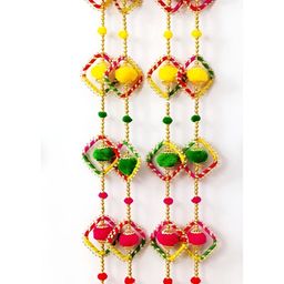 Sellplus Red & Yellow Set Of 6 Pompom Toran image 2
