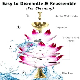 Lamina Set of 5 Lotus Shaped Large Size Brass Diya image 5