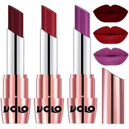 VOLO Set Of 3 Creme Matte Lipstick-3.5g-Purple642-Red643-Maroon648-image-26