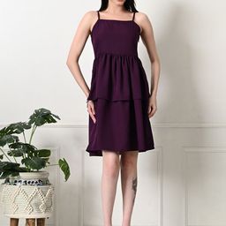 Tushita Crepe Smocked Fit & Flare Dress-image-52