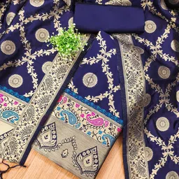 LeeliPeeri Designer Ethnic Motifs Woven Design Banarasi Silk Unstitched Dress Material-image-98