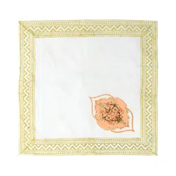 Baarno 4 Pieces Peach-Coloured & White Handblock Printed Pure Cotton Table Napkins-picture-8