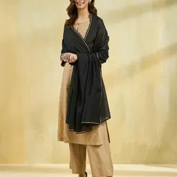 Fabindia Embroidered Cotton Silk Dupatta With Sequinned-1