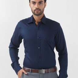 Raymond Men Contemporary Spread Collar Solid Cotton Formal Shirt-image-76