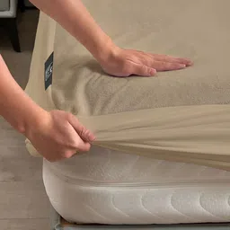 THE WOOD WHITE Beige Breathable Terry Single Mattress Protector-20