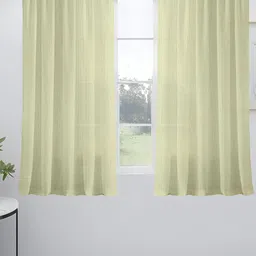 Cortina Cream-Coloured 2 Pieces Sheer Eyelet Linen Window Curtain-image-41