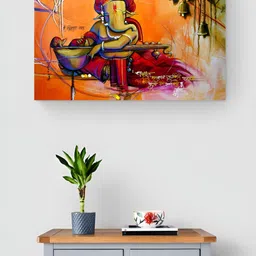 Tushaco Handicrafts Orange & Beige 1 Piece Canvas Religious Wall Paintings-image-22