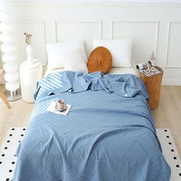 JC HOME Blue Geometric AC Room 300 GSM Single Bed Quilt-image-31
