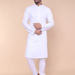 W & G Men Regular Pure Cotton Kurta with Churidar-26