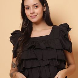 ROSEMELON Layered Crepe Tiered Crop Top-image-72