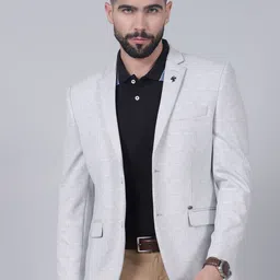 Cantabil Checkered Single Breasted Casual Blazer-image-94