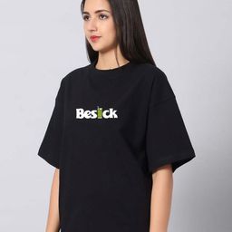 Besick Graphic Printed Round Neck Drop Shoulder Sleeves Cotton Oversized T-shirt-picture-31