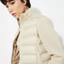 max Women Mock Collar Solid Casual Puffer Jacket-image-31