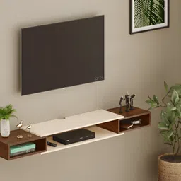 bluewud Brown & Beige Wooden Study & Durable TV Entertainment Unit-29
