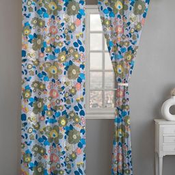 ANA White & Blue 2 Pieces Floral Printed Room Darkening Long Door Curtain-image-17
