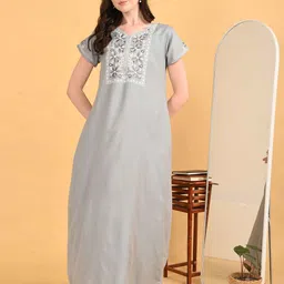 GOLDSTROMS Women Embroidered Maxi Nightdress-image-17