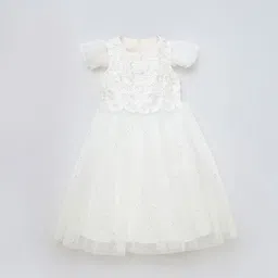 Blue Giraffe Girls Embellished Tulle Short Sleeves Fit & Flare Midi Dress-picture-23