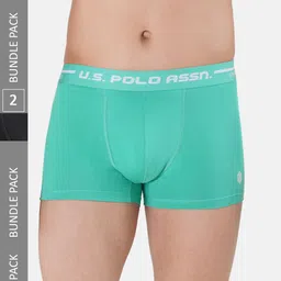 U.S. Polo Assn. Men Pack Of 2 Brand Logo Printed Stretchable Trunks-18