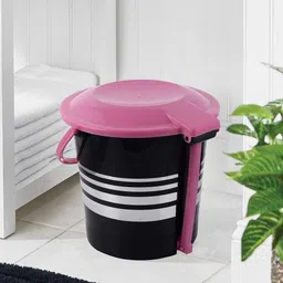 Kuber Industries Black & White 2-Pieces Striped Pedal Dustbins - 5 L Each-12