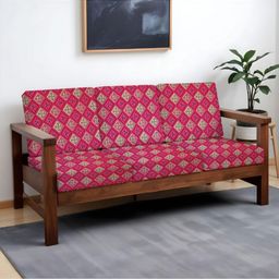 Lazi Pink & Pink Printed Polyester Sofa Cover-image-64